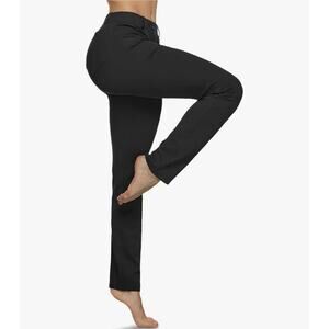 TSLA Womens Bootcut Yoga Pants with Pockets, Tummy Control High Waist Size M